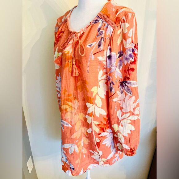 Soft Surrounding Blouse Gussy Floral Spring Summer Beach Resort Wear Women L - Picture 4 of 10